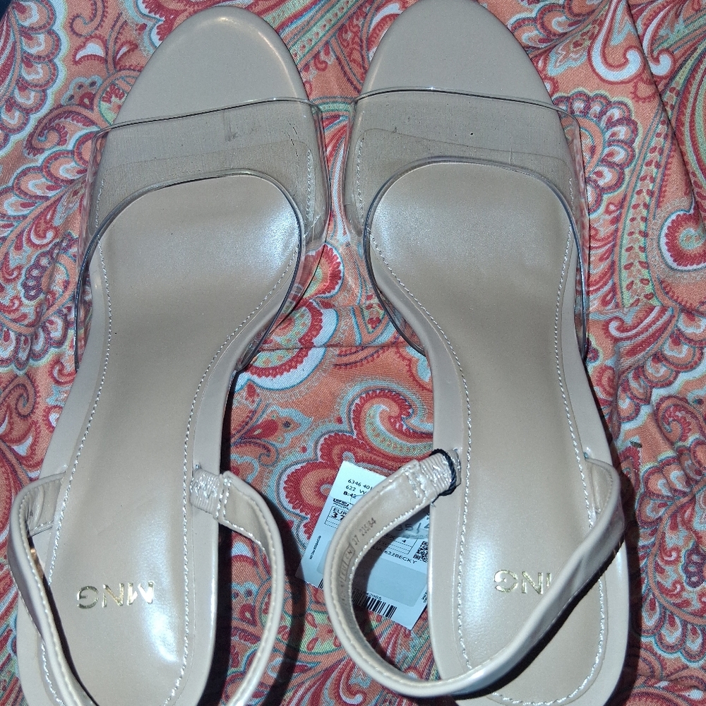 Mango Nude Beige Clear Strap Slingback Sandals - Picture 2 of 15